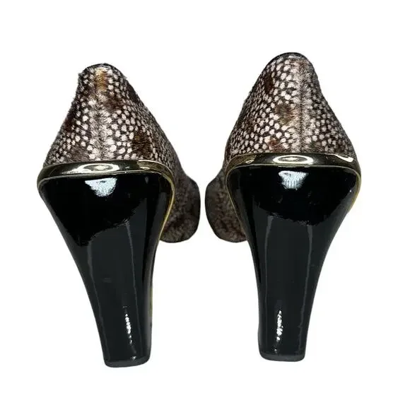 Diane Von Furstenberg Vintage Real Calf Fur Animal Print Block Heel Pumps Sz 7 - Picture 10 of 12